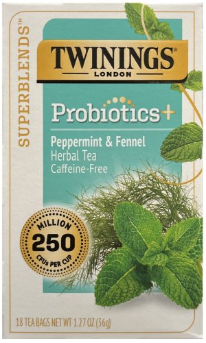 (image for) TWININGS PROBIOTICS+ PEPPERMINT & FENNEL HERBAL TEA