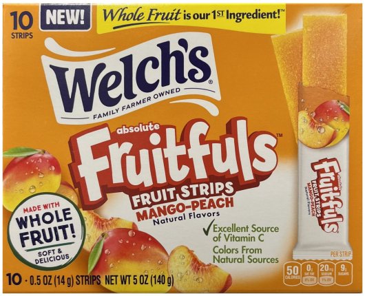 (image for) WELCH'S FRUITFULS FRUIT STRIPS MANGO-PEACH