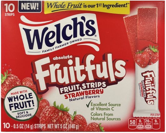 (image for) WELCH'S FRUITFULS FRUIT STRIPS STRAWBERRY